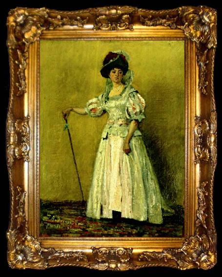 framed  Ion Andreescu Portret de femeie in costum de epoca, ta009-2